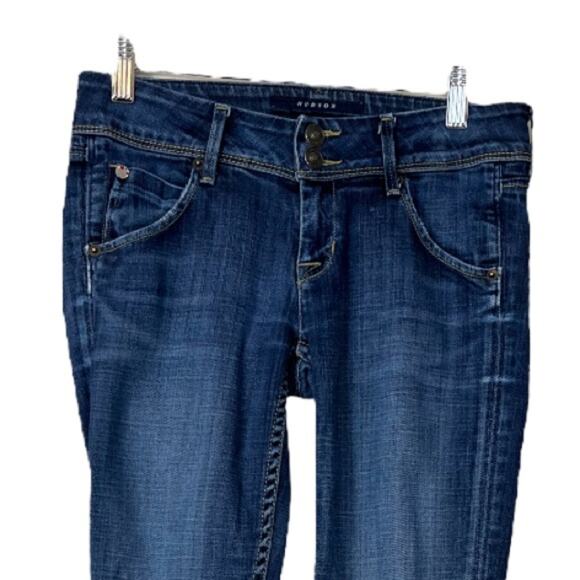 Hudson Collin Jeans Back Flap Pocket 2 Button Front Elm Dark Wash Size 25 - Picture 4 of 11
